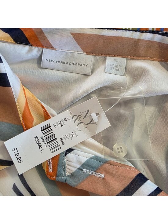 70s Mod Dopamine Dressing NWT New York & Company Multi Stripe Midi XS - Picture 5 of 10